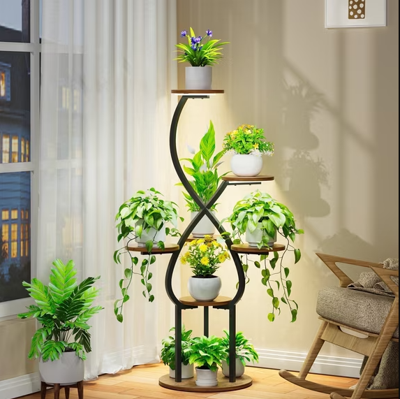 BECOKOME Plant Stand Indoor with Grow Lights