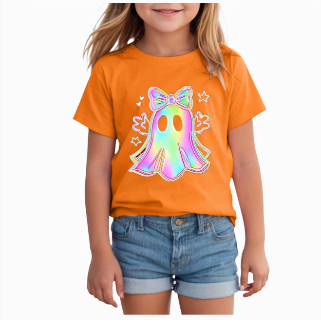 CAUYDY Halloween Ghouls Ghost Retro Girl Kids T-Shirt